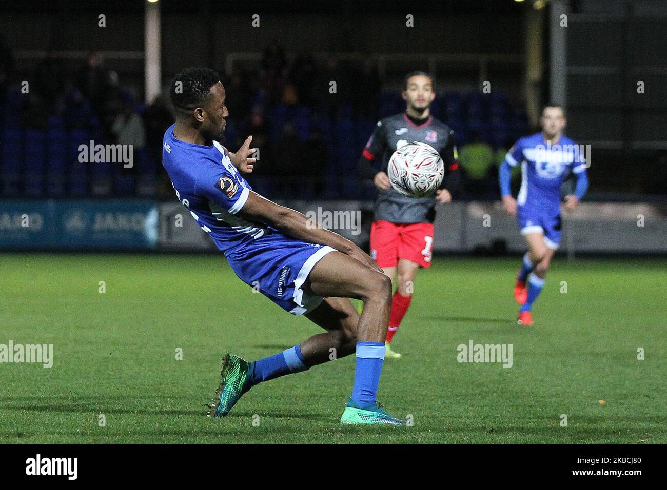 Nicke Kabamba di Hartlepool United durante la partita di fa Cup tra Hartlepool United ed Exeter City a Victoria Park, Hartlepool, martedì 10th dicembre 2019. (Foto di Mark Fletcher/MI News/NurPhoto) Foto Stock