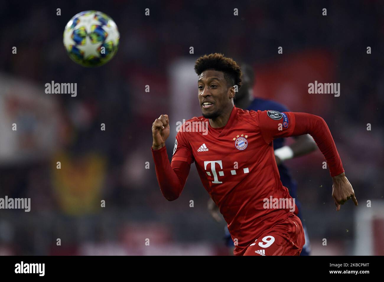 Kingsley Coman del Bayern Monaco in azione durante la partita di gruppo B della UEFA Champions League tra Bayern Muenchen e Tottenham Hotspur alla Allianz Arena il 11 dicembre 2019 a Monaco di Baviera, Germania. (Foto di Jose Breton/Pics Action/NurPhoto) Foto Stock