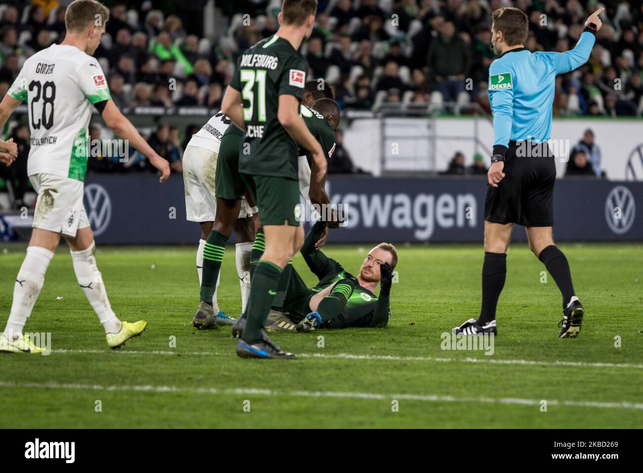 Massimiliano Arnoldo di Wolfsburg durante il 1. Partita della Bundesliga tra VfL Wolfsburg e Borussia Monchengladbach alla Volkswagen Arena il 15 dicembre 2019 a Wolfsburg, Germania. (Foto di Peter Niedung/NurPhoto) Foto Stock