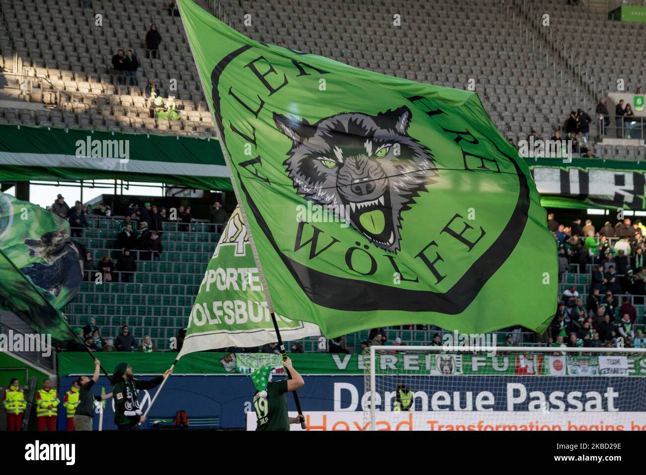 Vista generale all'interno dello stadio prima della 1. Partita della Bundesliga tra VfL Wolfsburg e Borussia Monchengladbach alla Volkswagen Arena il 15 dicembre 2019 a Wolfsburg, Germania. (Foto di Peter Niedung/NurPhoto) Foto Stock