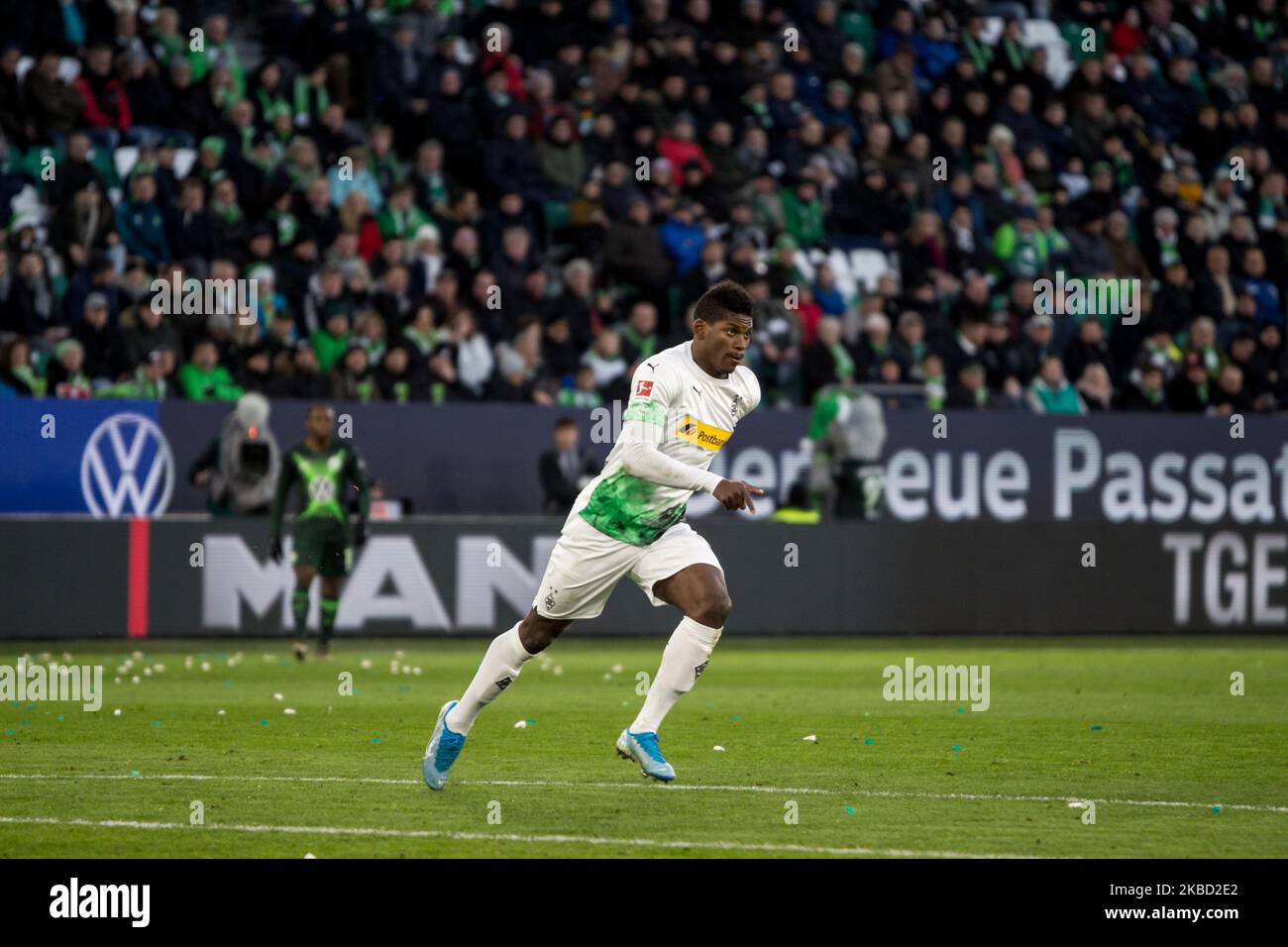 Breel Embolo di Borussia Monchengladbach durante il 1. Partita della Bundesliga tra VfL Wolfsburg e Borussia Monchengladbach alla Volkswagen Arena il 15 dicembre 2019 a Wolfsburg, Germania. (Foto di Peter Niedung/NurPhoto) Foto Stock