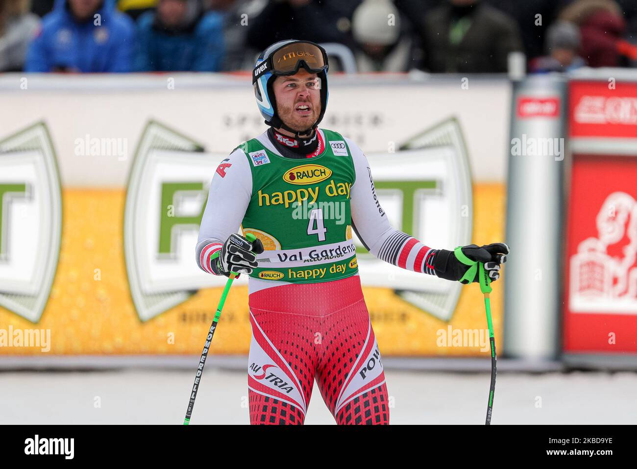 Walder Christian d'Austria in occasione dell'Audi FIS Alpine Ski World Cup Super G del 20 dicembre 2019 in Val Gardena. (Foto di Emmanuele Ciancaglini/NurPhoto) Foto Stock