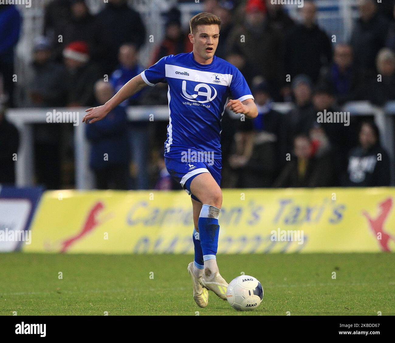 Mark Shelton of Hartlepool United durante la partita della Vanarama National League tra Hartlepool United e Dagenham & Redbridge a Victoria Park, Hartlepool, domenica 22nd dicembre 2019. (Foto di Mark Fletcher/MI News/NurPhoto) Foto Stock