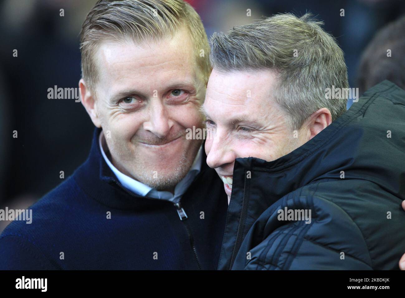 Il manager del Wedensday di Sheffield Garry Monk e il suo omologo della città di Cardiff Neil Harris durante la partita del campionato Sky Bet tra Sheffield Wednesday e Cardiff City a Hillsborough, Sheffield, domenica 29th dicembre 2019. (Foto di Mark Fletcher/MI News/NurPhoto) Foto Stock