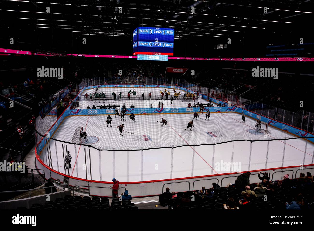 Torneo femminile di hockey su ghiaccio misto durante i Giochi Olimpici invernali dei giovani, Losanna 2020, nella Vaudoise Arena di Losanna, Svizzera, il 10 gennaio 2020. (Foto di Dominika Zarzycka/NurPhoto) Foto Stock