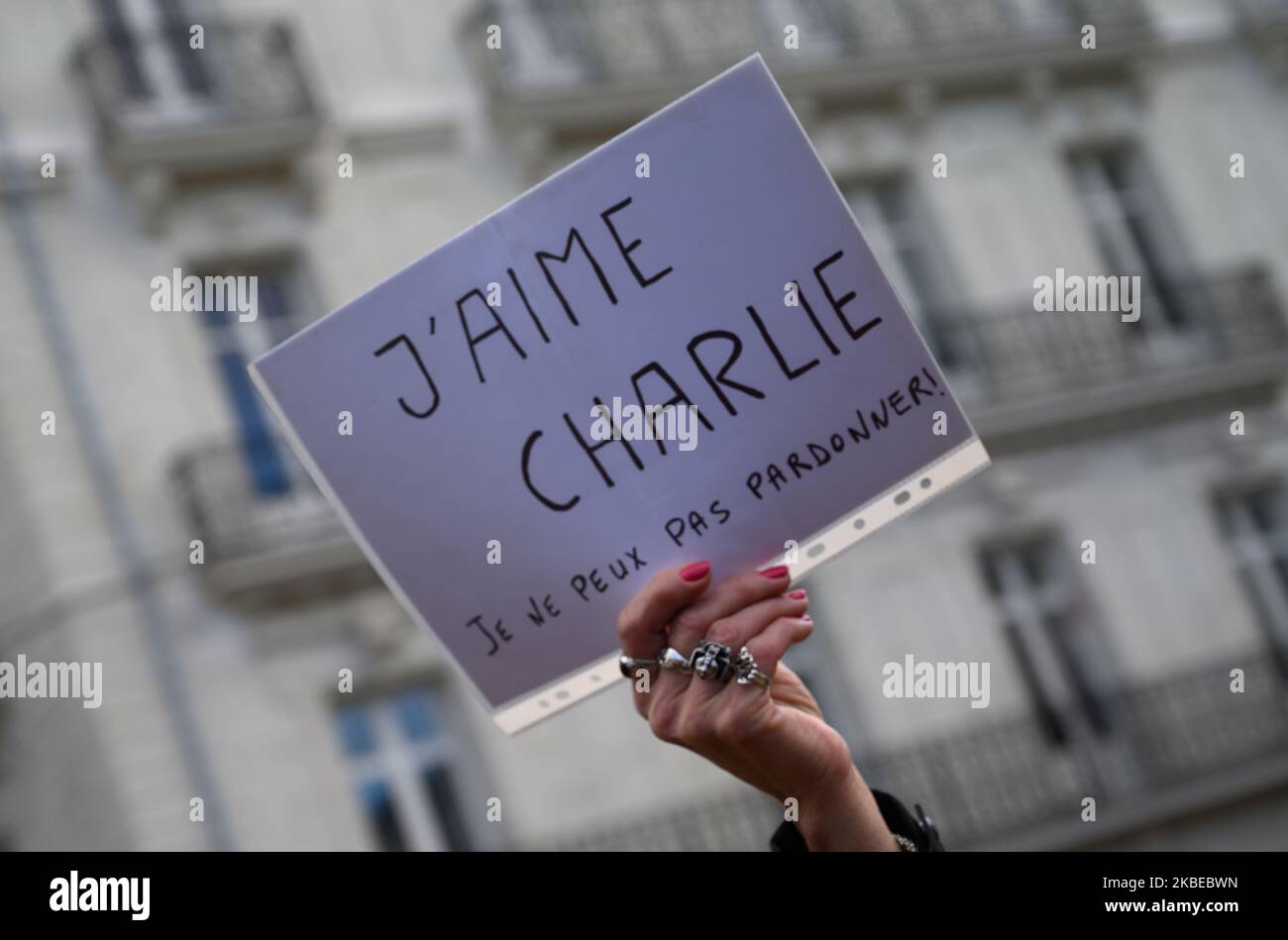 Rally a Nantes, Francia il 12 gennaio 2020, in omaggio alle vittime degli attacchi terroristici che hanno colpito la Francia nel 2012. I cento partecipanti, voluti testimoniare cinque anni dopo gli attacchi di Charlie Hebdo e Hyper Kosher nel gennaio 2015 del loro attaccamento alla libertà di coscienza, alla libertà di espressione, all'emancipazione, all'uguaglianza di donne e uomini, affrontano l'oscurantismo. (Foto di Estelle Ruiz/NurPhoto) Foto Stock