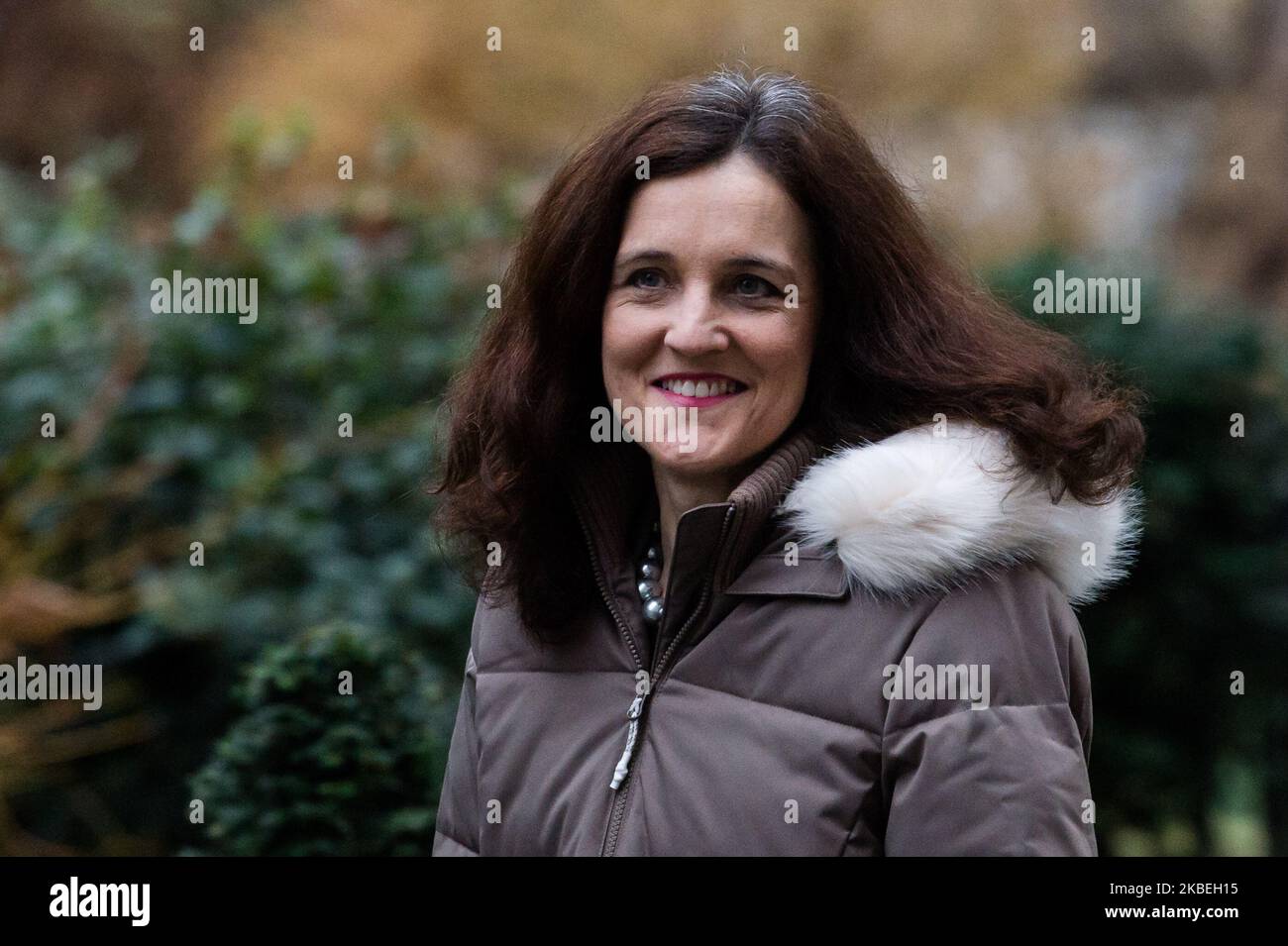 Il Segretario di Stato per l'ambiente, l'alimentazione e gli affari rurali Theresa Villiers arriva a Downing Street, nel centro di Londra, per partecipare a una riunione del Gabinetto il 14 gennaio 2020 a Londra, Inghilterra. (Foto di Wiktor Szymanowicz/NurPhoto) Foto Stock