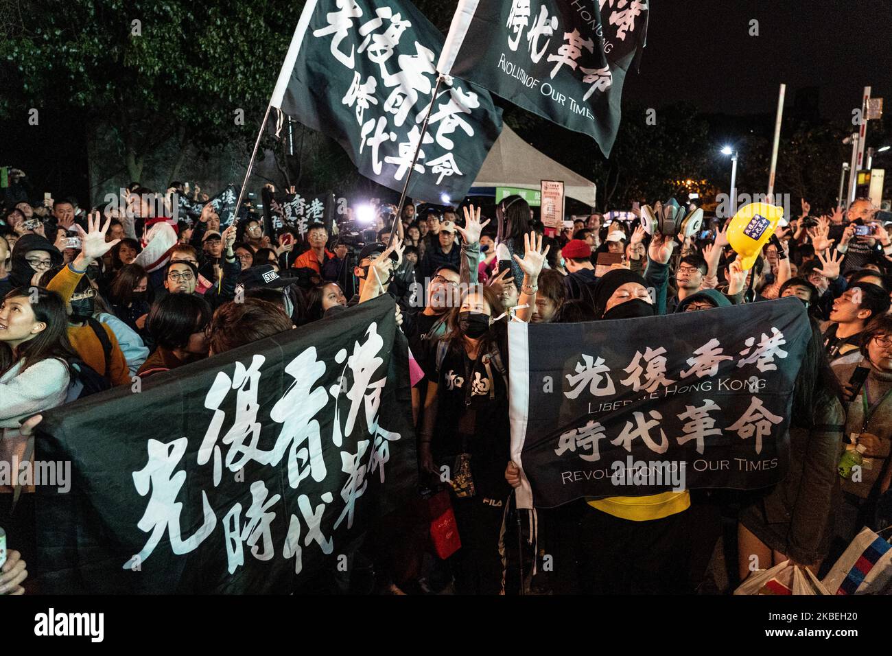 Il presidente di Taiwan Tsai ing-wen ha vinto alle elezioni presidenziali del 2020. I sostenitori del Partito Progressista democratico celebrati a Taipei il 11 gennaio 2020 (Foto di Yat Kai Yeung/NurPhoto) Foto Stock