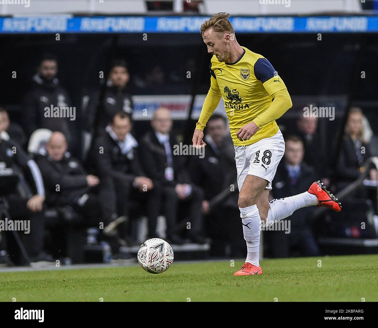 Mark Sykes of Oxford United durante la partita della fa Cup tra Newcastle United e Oxford United al St. James's Park, Newcastle, sabato 25th gennaio 2020. (Foto di IAM Burn/MI News/NurPhoto) Foto Stock