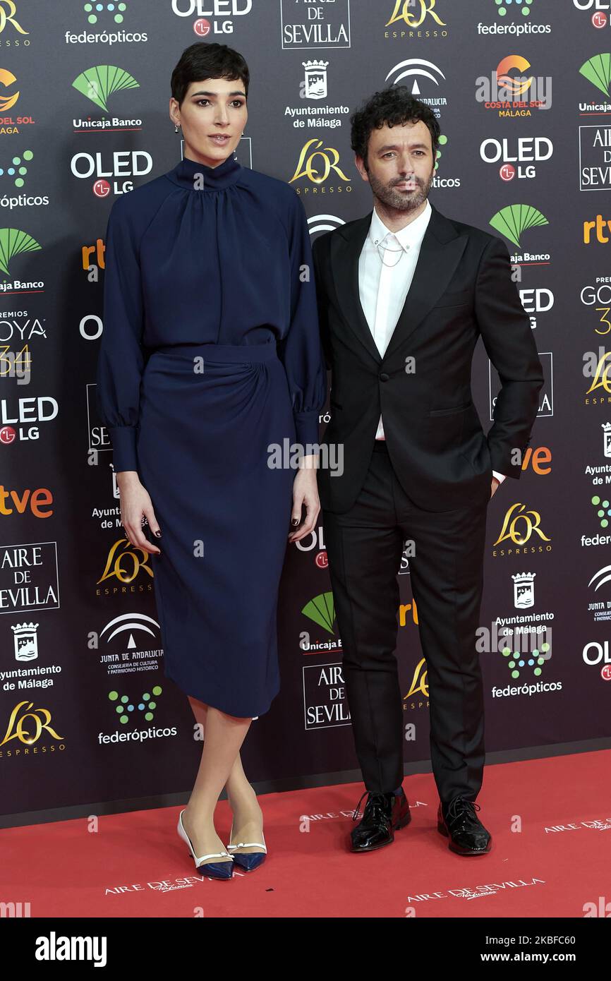 Rodrigo Sorogoyen, Isabel pena partecipa al Cinema Award 34th 'Goya' Fotocall Red Carpet 2020 al Palazzo dello Sport Jose Maria Martin Carpena di Malaga, Spagna il 25 gennaio 2020 (Foto di Carlos Dafonte/NurPhoto) Foto Stock