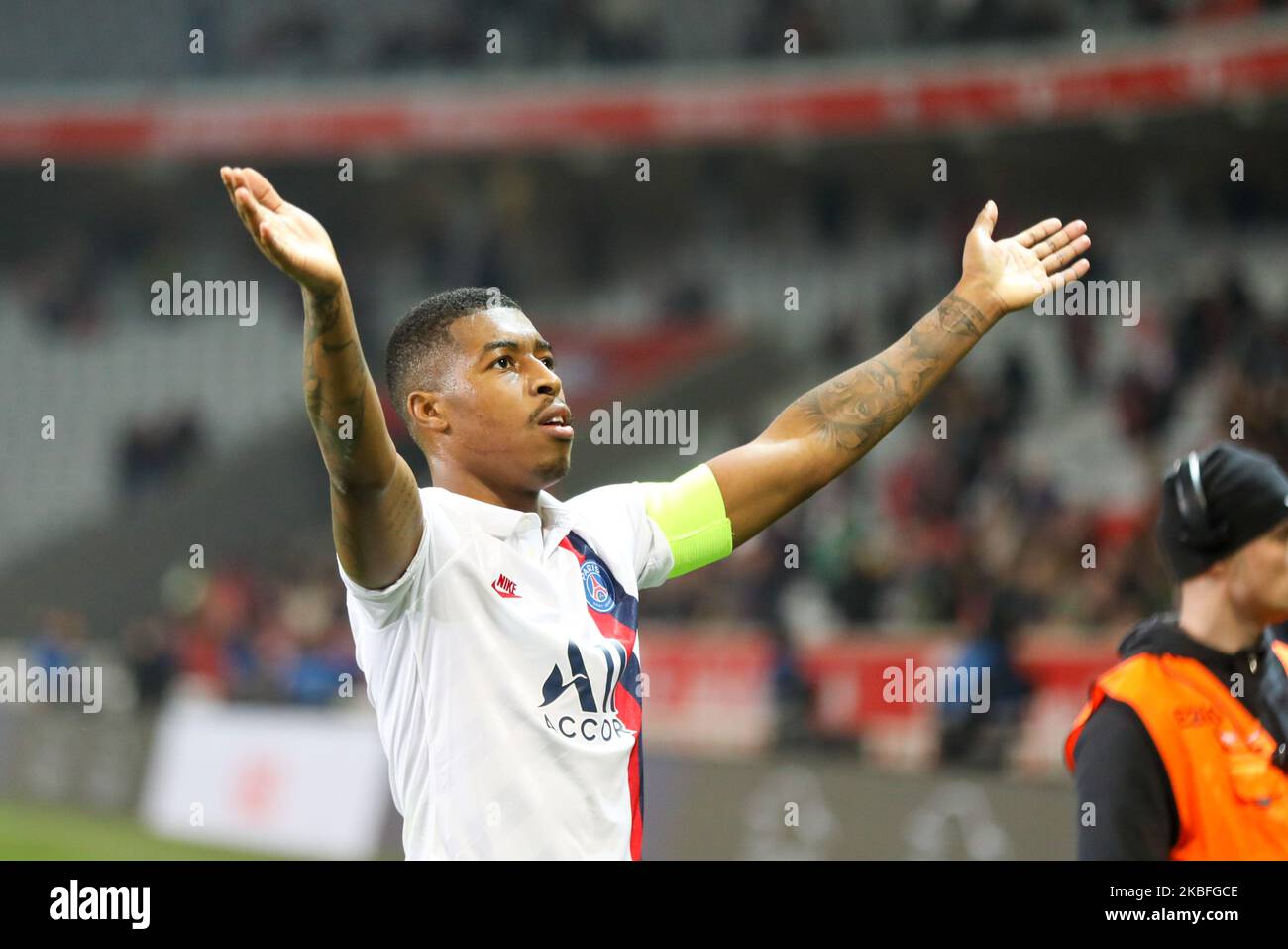 Presnel KIMPEMBE durante la partita di calcio francese del L1 tra Lille (LOSC) e Paris Saint-Germain (PSG) allo stadio Pierre-Mauroy di Villeneuve d'Ascq, vicino Lille, nel nord della Francia, il 26 gennaio 2020. (Foto di Thierry Thorel/NurPhoto) Foto Stock