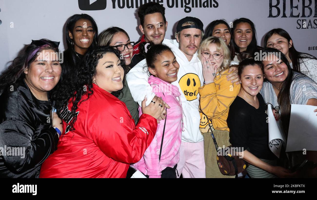 WESTWOOD, LOS ANGELES, CALIFORNIA, USA - 27 GENNAIO: Il cantante Justin Bieber arriva alla Los Angeles Premiere di YouTube Originals 'Justin Bieber: Seasons' tenutasi al Regency Bruin Theatre il 27 gennaio 2020 a Westwood, Los Angeles, California, Stati Uniti. (Foto di Xavier Collin/Image Press Agency/NurPhoto) Foto Stock