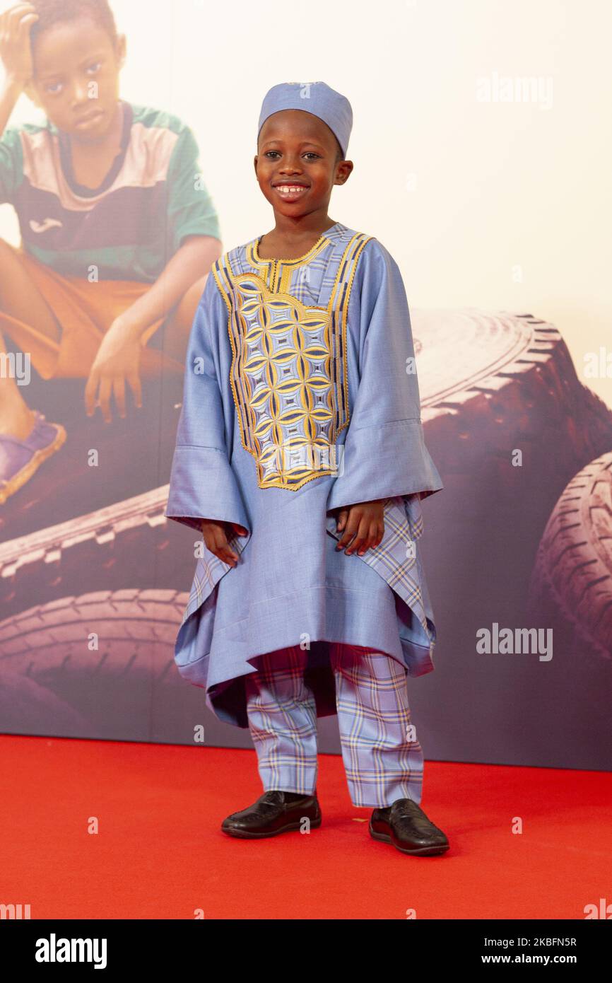 Moustapha Oumarou durante il primo 'Adu' Madrid Fotocall nel cinema Callao il 28 gennaio 2020 a Madrid, Spagna (Foto di Oscar Gonzalez/NurPhoto) Foto Stock