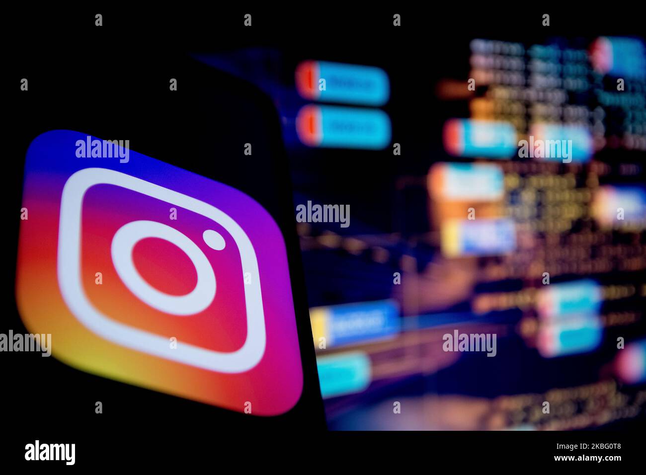 In questa foto, il logo Instagram App viene visualizzato su uno smartphone il 1st febbraio 2020 ad Atene, in Grecia. (Foto di Nikolas Kokovlis/NurPhoto) Foto Stock