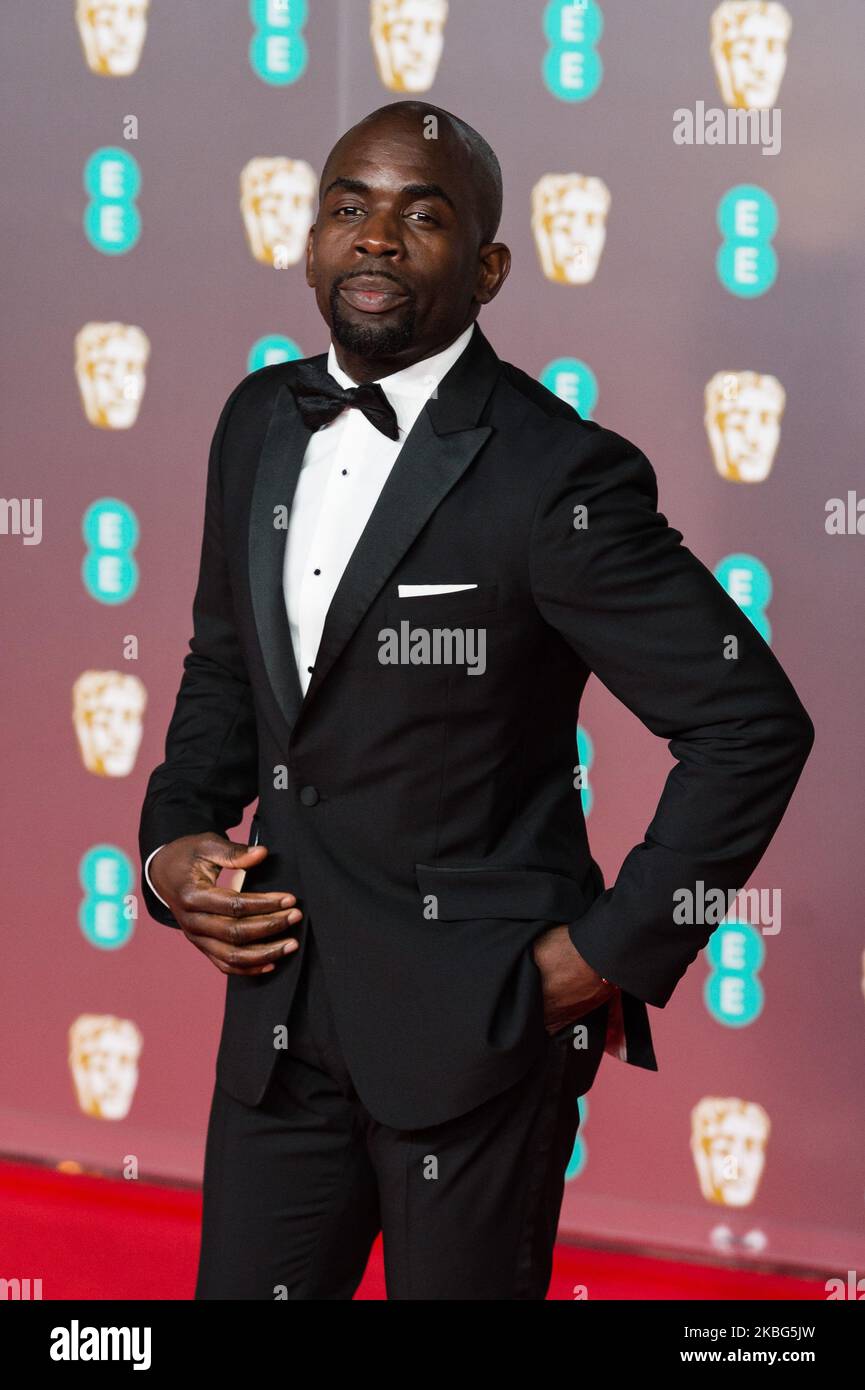 Jimmy Akingbola partecipa alla cerimonia dei Premi cinematografici della EE British Academy presso la Royal Albert Hall il 02 febbraio 2020 a Londra, Inghilterra. (Foto di Wiktor Szymanowicz/NurPhoto) Foto Stock