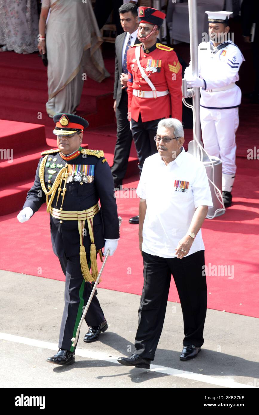 Il Presidente Gotabaya Rajapaksa arriva alla 72nd° Celebrazione del giorno dell'Indipendenza a Colombo il 4,2020 febbraio (Foto di Achila Jayawardana/NurPhoto) Foto Stock