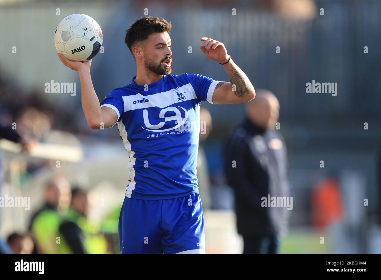 Macauley Southam-Hales di Hartlepool United durante la partita della Vanarama National League tra Hartlepool United e Aldershot Town a Victoria Park, Hartlepool sabato 8th febbraio 2020. (Foto di Mark Fletcher/MI News/NurPhoto) Foto Stock