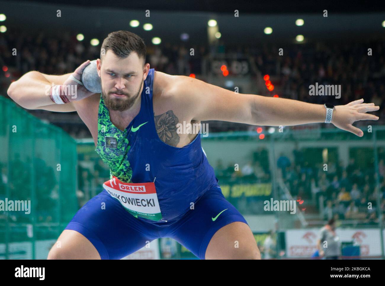 Konrad Bukowiecki (POL) gareggia durante la Copernicus Cup indoor il 8 febbraio 2020 a Torun, Polonia. (Foto di Foto Olimpik/NurPhoto) Foto Stock