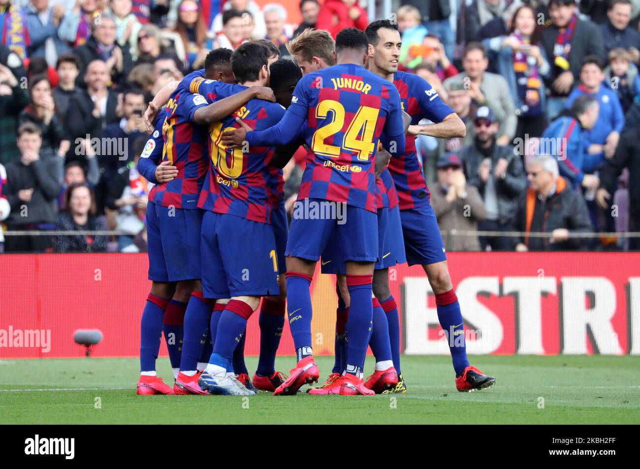 Antoine Griezmann Gol Celebration durante la partita tra FC Barcelona e Getafe CF, corrispondente alla settimana 24 della Liga Santander, disputata allo stadio Camp Nou, il 15th febbraio 2020, a Barcellona, Spagna. (Foto di Joan Valls/Urbanandsport /NurPhoto) Foto Stock