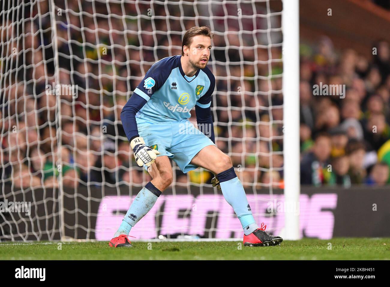 Tim Krul (1) di Norwich City durante la partita della Premier League tra Norwich City e Liverpool a Carrow Road, Norwich, sabato 15th febbraio 2020. (Foto di Jon Hobley/MI News/NurPhoto) Foto Stock