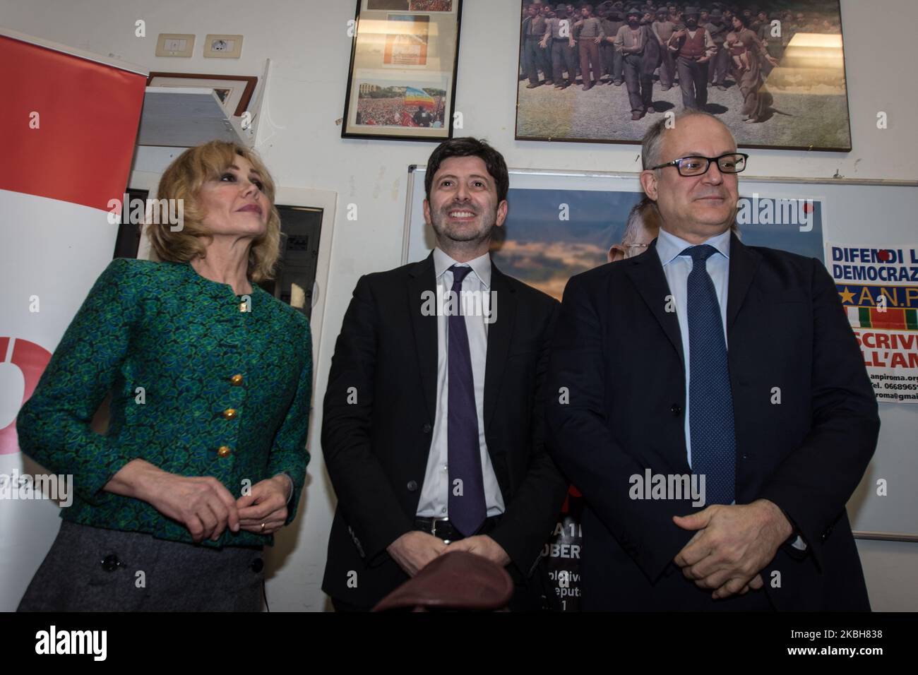 Roberto Gualtieri,Roberto speranza partecipa alla riunione ''A sinistra per camerare l'Italia'' a Roma, il 18 febbraio 2020. (Foto di Andrea Ronchini/NurPhoto) Foto Stock