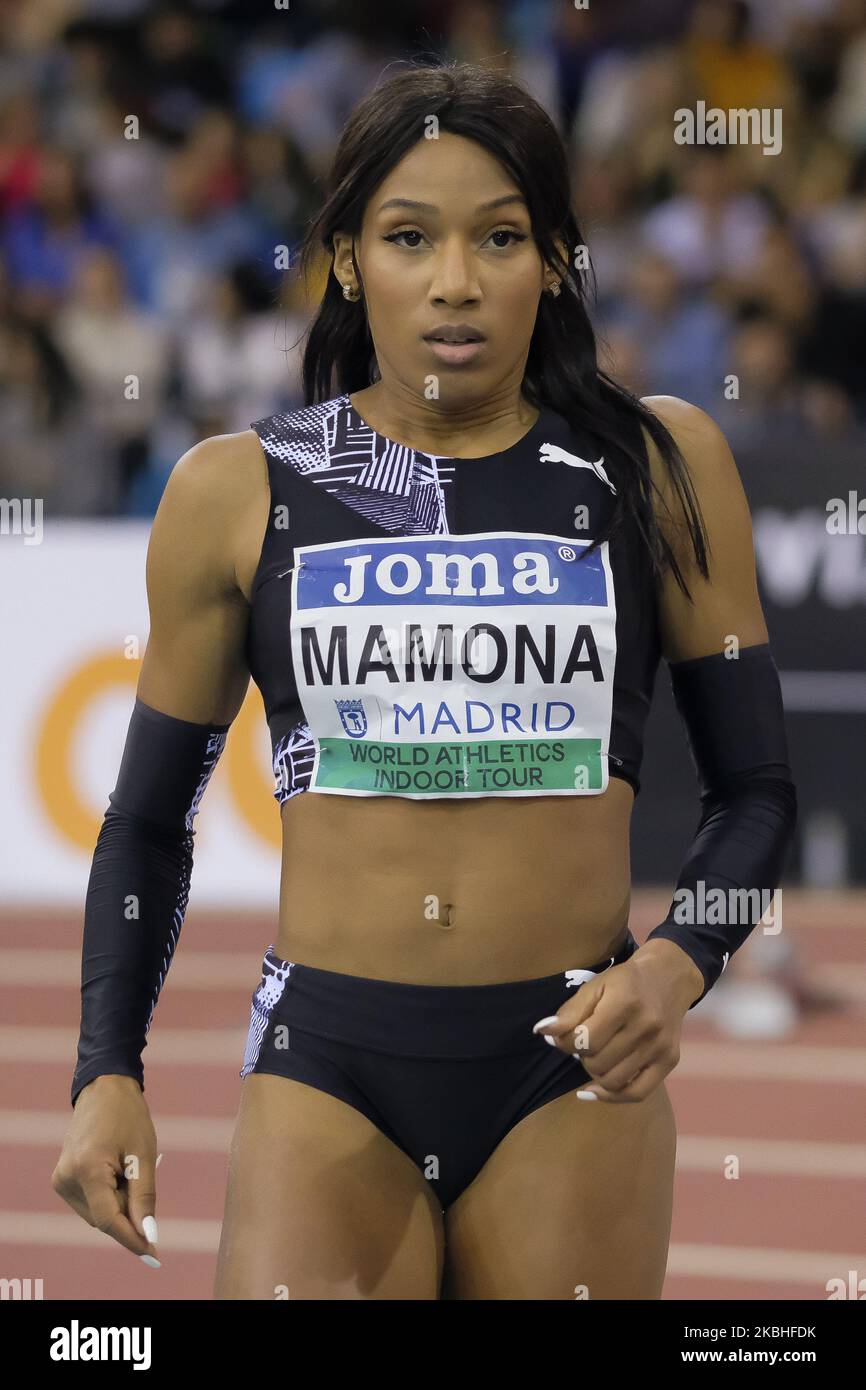 L'atleta dura gareggia nelle donne triple Long Jump durante la riunione del World Athletics Indoor Tour a Madrid, Spagna, venerdì 21 febbraio 2020. (Foto di Oscar Gonzalez/NurPhoto) Foto Stock