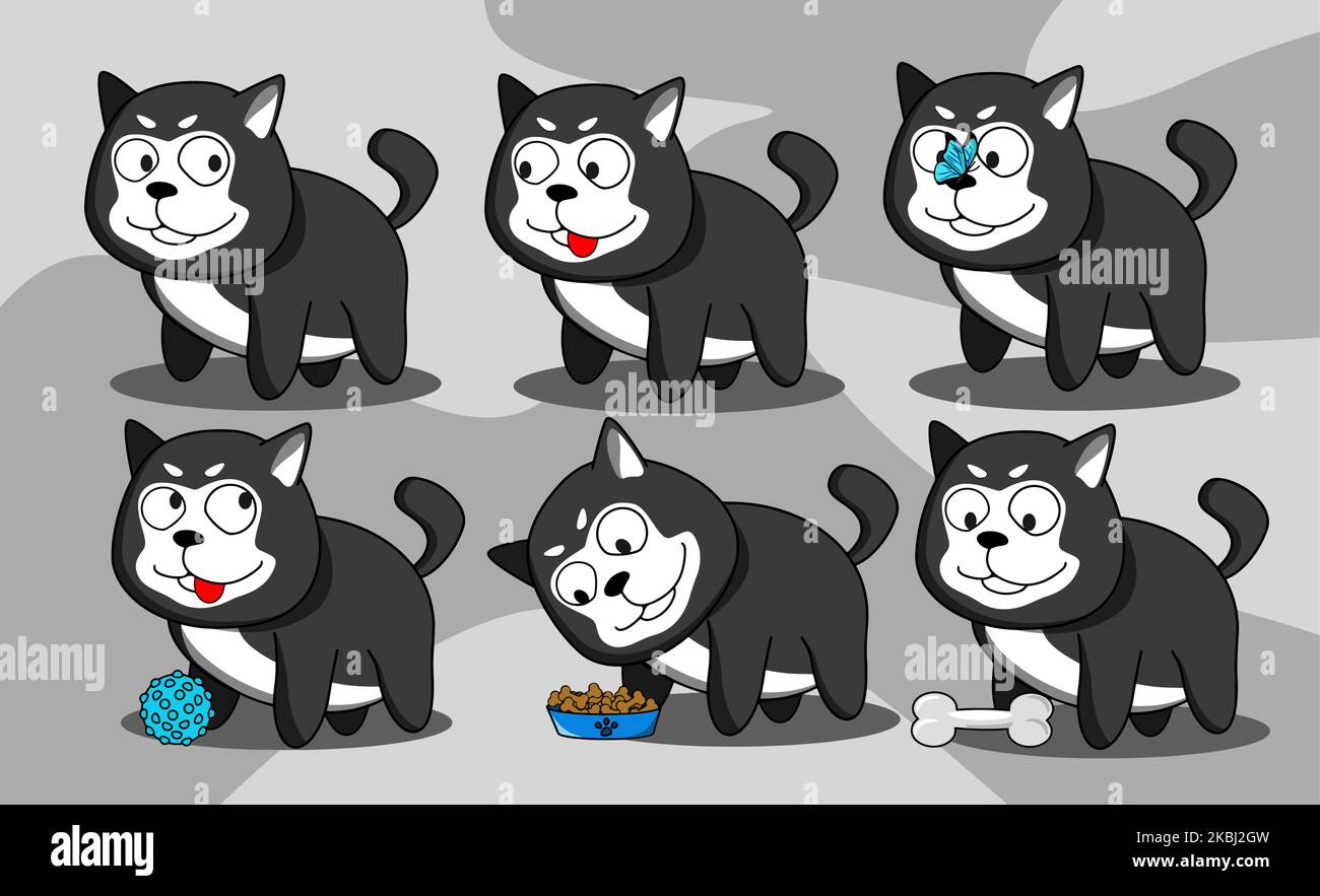 Il husky divertente va circa il suo commercio nello stile del pacchetto comic del libro Illustrazione Vettoriale