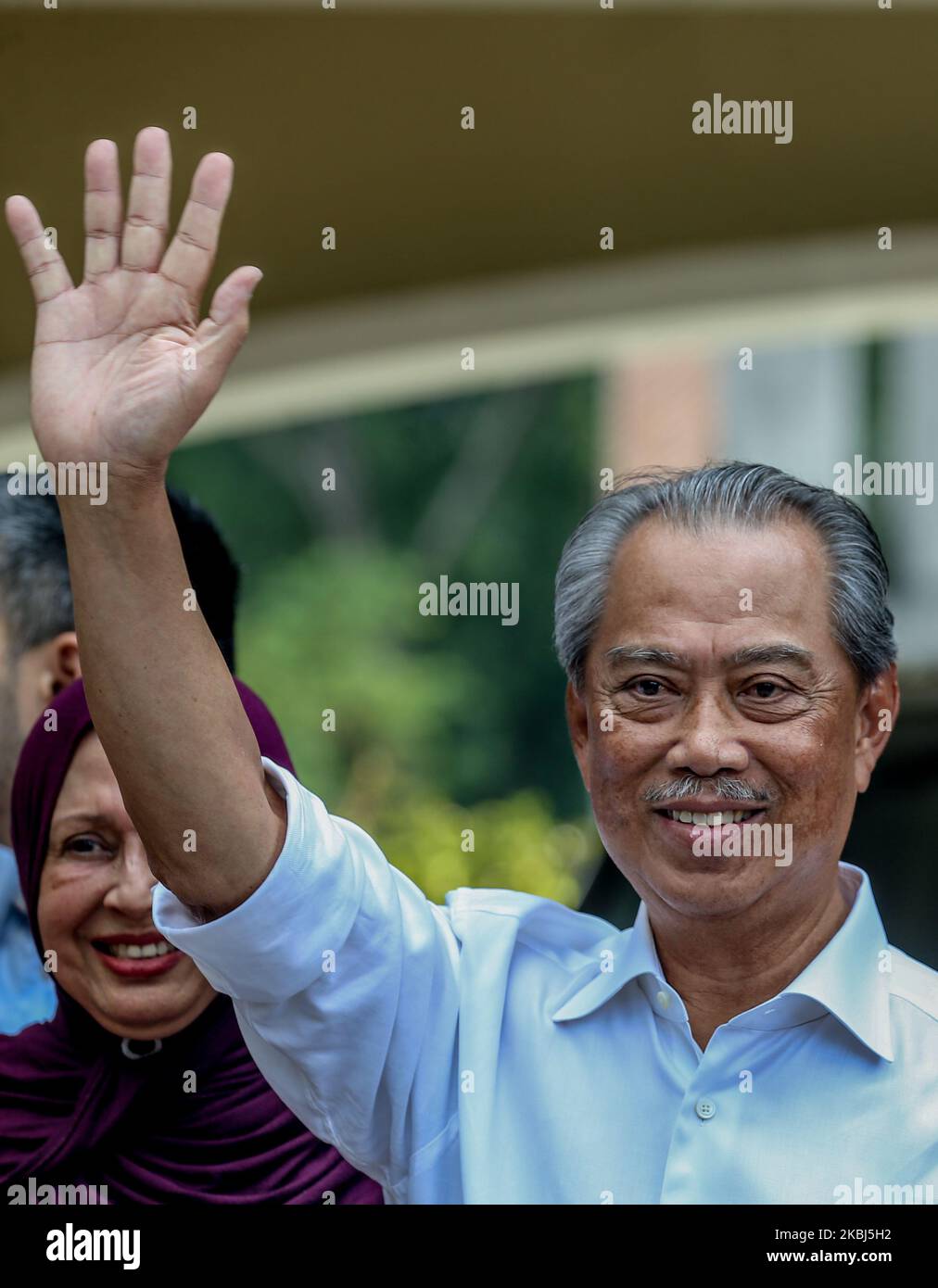 L'ex ministro degli interni Muhyiddin Yassin festeggia dopo essere stato nominato primo ministro della Malesia 8th a Kuala Lumpur il 29 febbraio 2020. (Foto di Mohd Daud/NurPhoto) Foto Stock