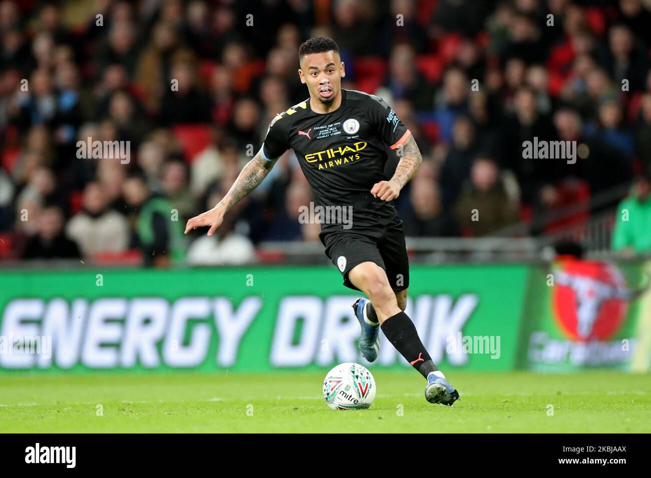 Manchester City fa avanzare Gabriel Jesus in azione durante la finale della Carabao Cup tra Aston Villa e Manchester City allo Stadio di Wembley, Londra, domenica 1st marzo 2020. (Foto di Jon Bromley/MI News/NurPhoto) Foto Stock