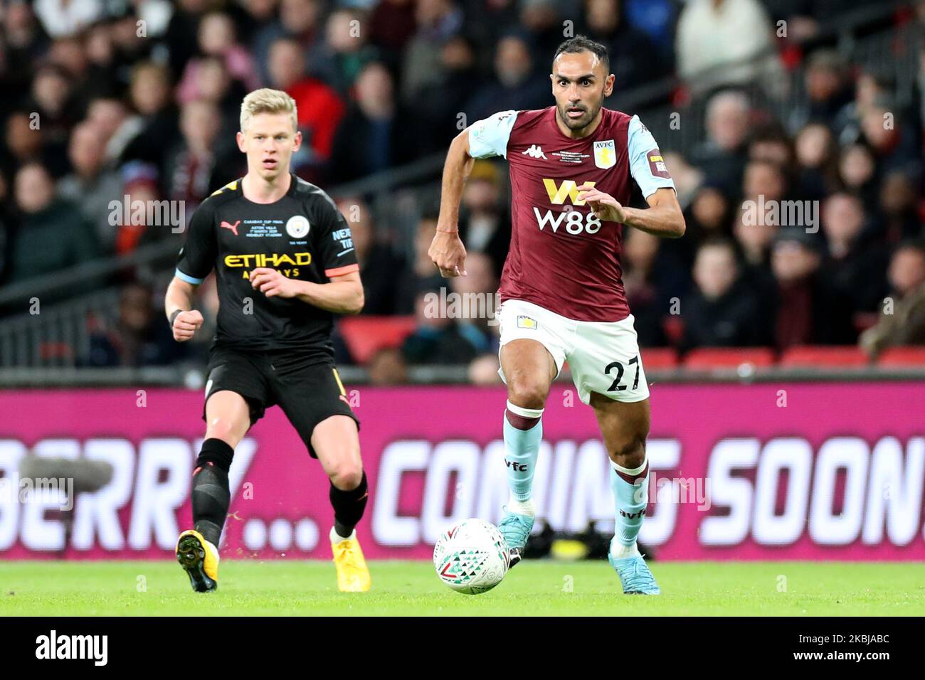 Il difensore di Aston Villa Ahmed El Mohamady in azione durante la finale della Carabao Cup tra Aston Villa e Manchester City allo Stadio di Wembley, Londra, domenica 1st marzo 2020. (Foto di Jon Bromley/MI News/NurPhoto) Foto Stock