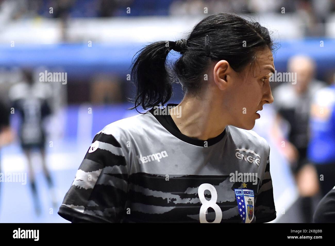 Cristina Neagu di CSM Bucarest reagisce durante la partita della EHF Champions League tra CSM Bucarest e Vipers Kristiansand il 7 marzo 2020 a Bucarest, Romania. (Foto di Alex Nicodim/NurPhoto) Foto Stock