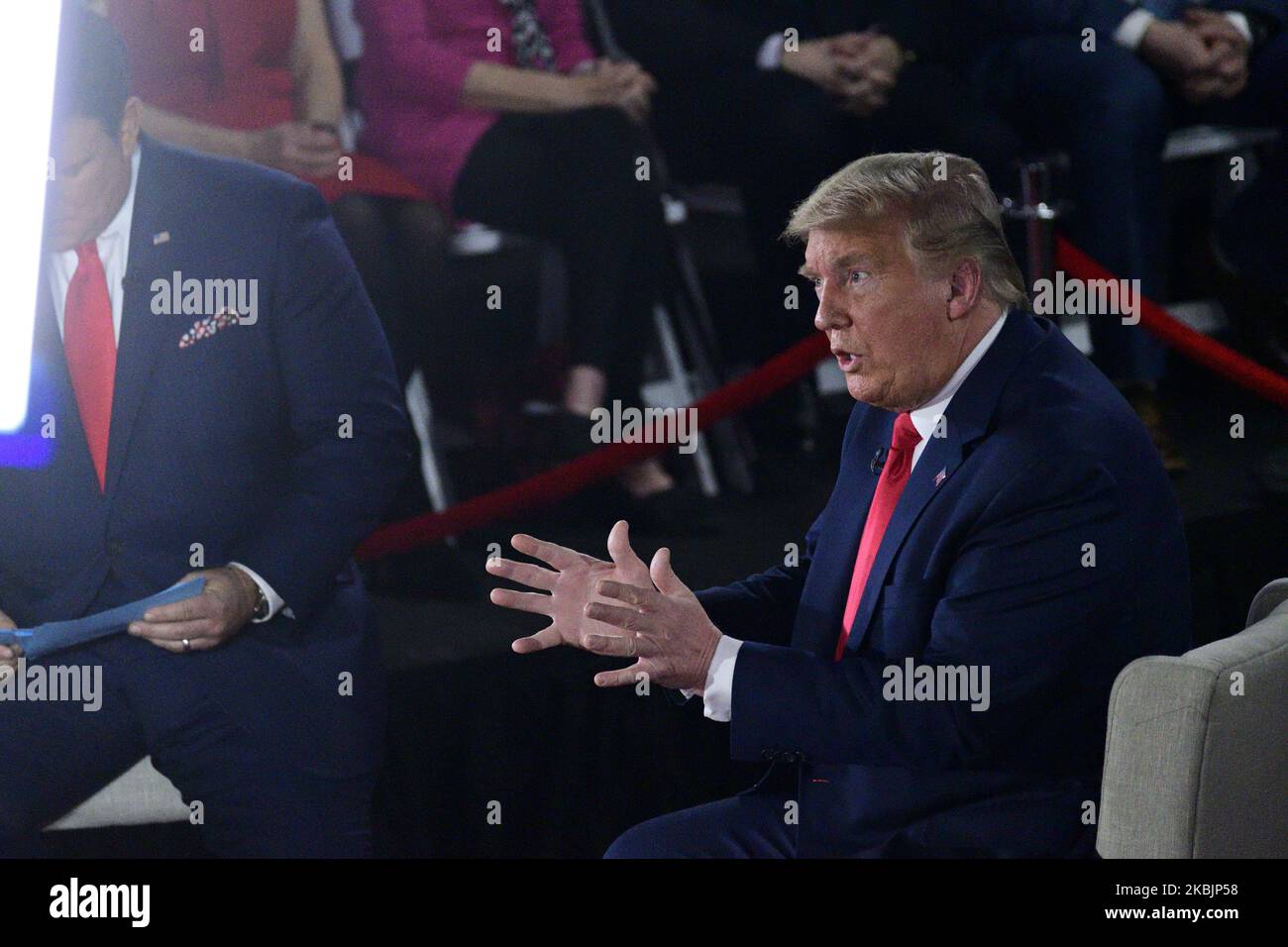 Il presidente Donald Trump partecipa a un municipio ospitato da FOX News Channel, presso lo Scranton Cultural Center di Scranton, Pennsylvania, il 5 marzo 2020. (Foto di Bastiaan Slabbers/NurPhoto) Foto Stock