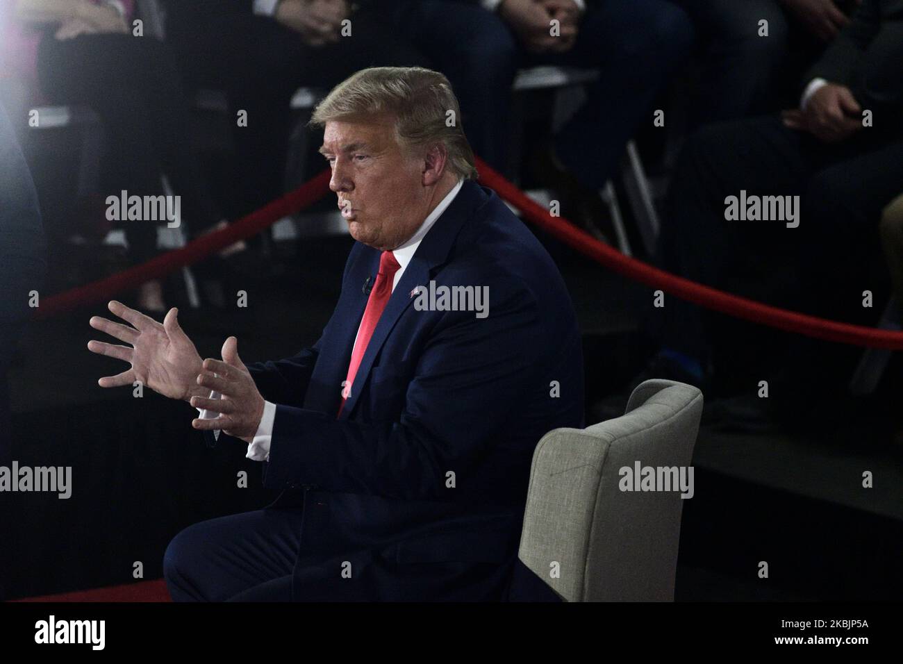 Il presidente Donald Trump partecipa a un municipio ospitato da FOX News Channel, presso lo Scranton Cultural Center di Scranton, Pennsylvania, il 5 marzo 2020. (Foto di Bastiaan Slabbers/NurPhoto) Foto Stock
