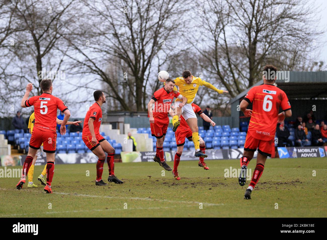 Durante la partita della Vanarama National League North tra Alfreton Town e Brackley Town a North Street, Alfreton, sabato 14th marzo 2020. (Foto di Leila Coker/ MI News/NurPhoto) Foto Stock