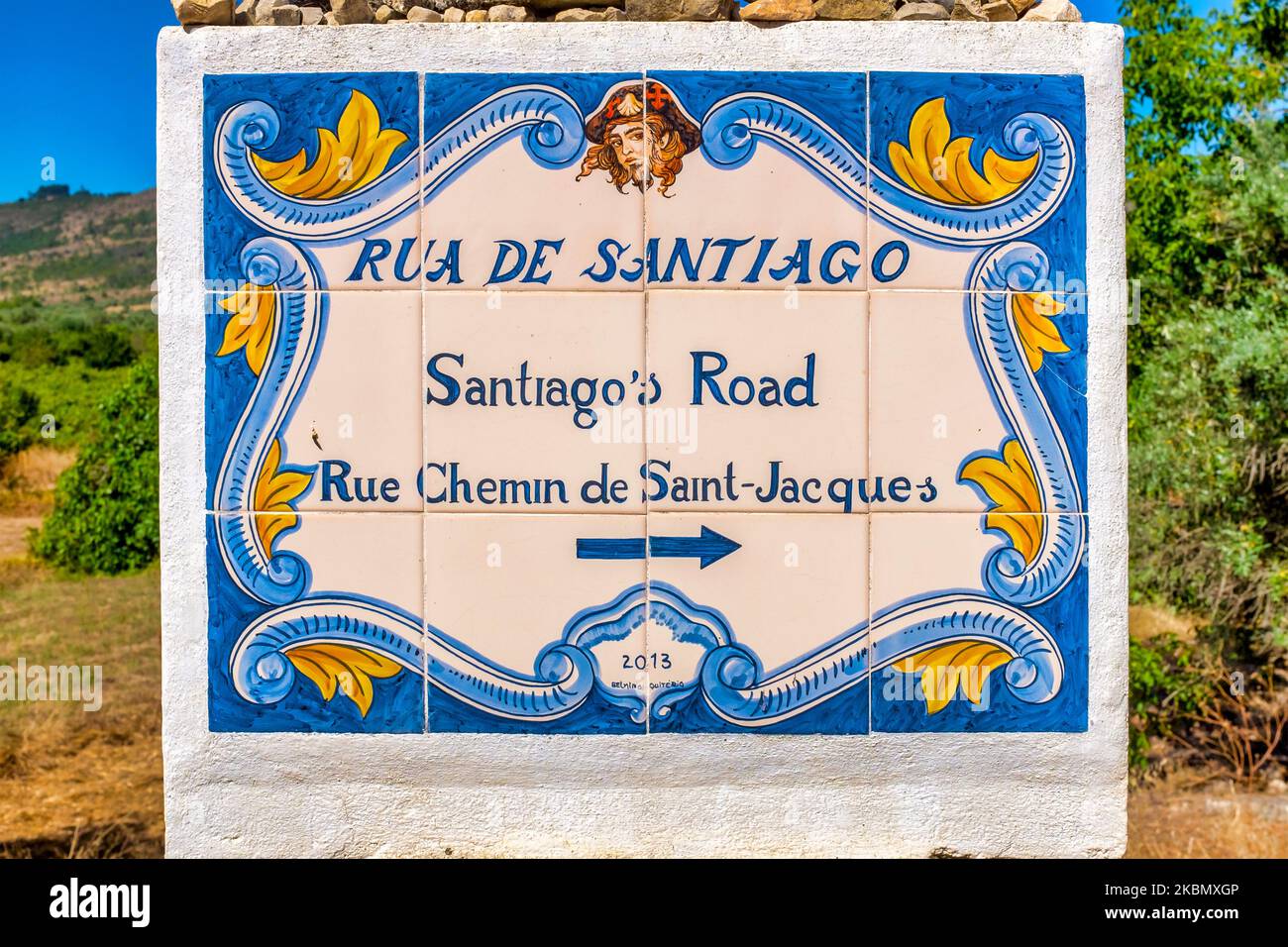 Indicazioni per Caminho de Santiago, Alvorge, Portogallo Foto Stock
