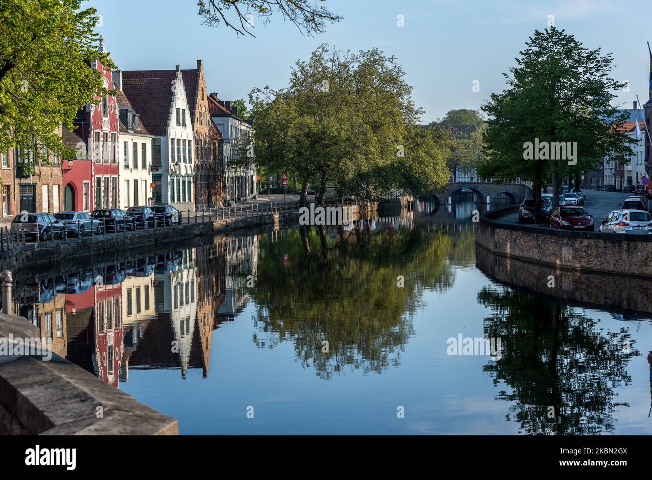 Una visione generale di BrugesA, Belgio, il 27 aprile 2020. L'industria europea del turismo circa un miliardo di euro al mese in entrate perse a causa dell'epidemia di coronavirus (COVID-19). (Foto di Jonathan Raa/NurPhoto) Foto Stock