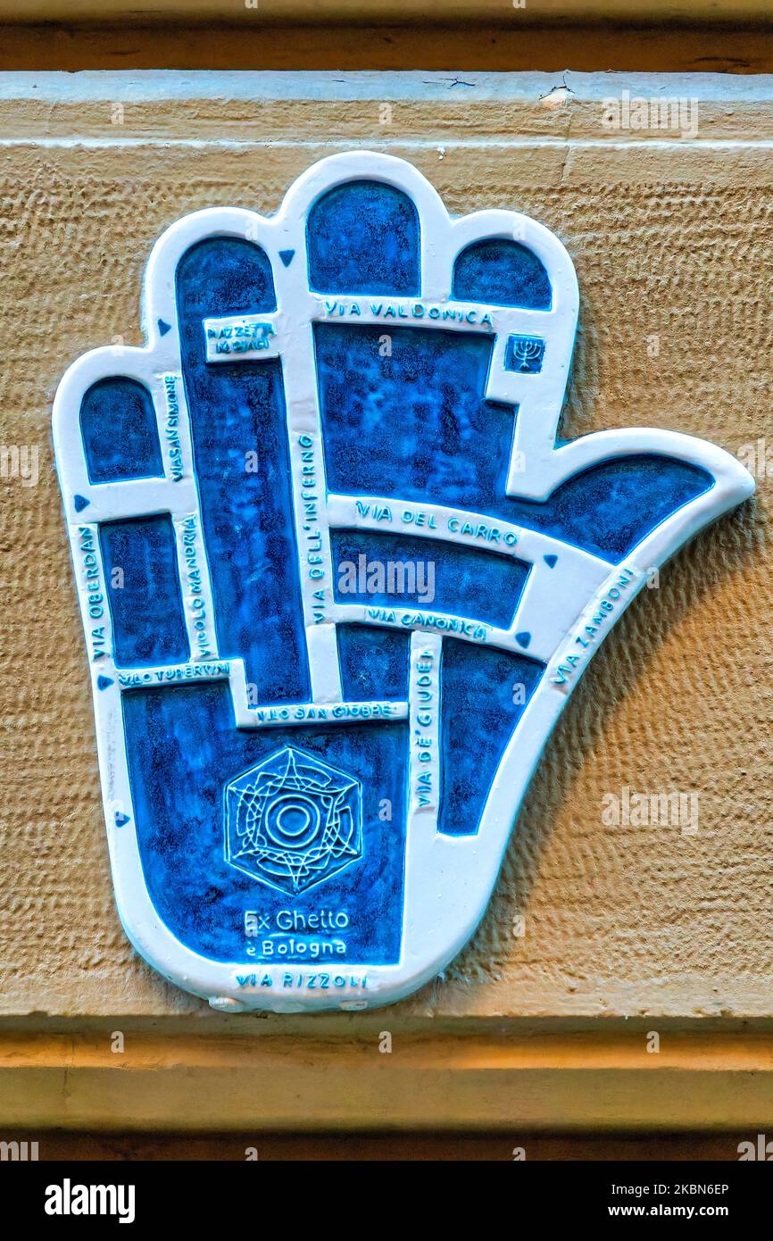 Il simbolo del progetto di riqualificazione dell'ex Ghetto di Bologna Foto Stock