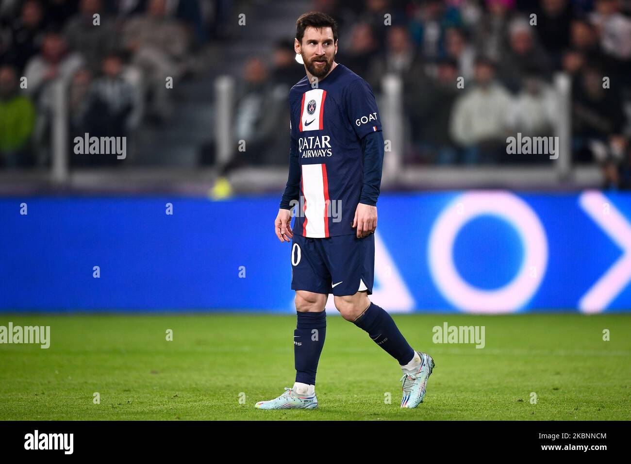 Torino, Italia. 02 novembre 2022. Lionel messi del Paris Saint-Germain FC si occupa della partita di calcio della UEFA Champions League tra Juventus FC e Paris Saint-Germain FC. Credit: Nicolò campo/Alamy Live News Foto Stock