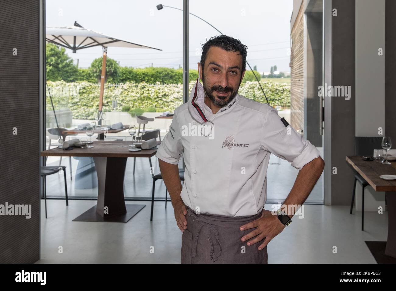 Ritratto di Igor Macchia, Executive Chef del Gruppo Credenza, Inside CASA  FORMAT Restaurant a Torino, Italia, il 22 maggio 2020. I ristoranti  stellati Michelin del gruppo ''la credenza'' si preparano a riaprirsi