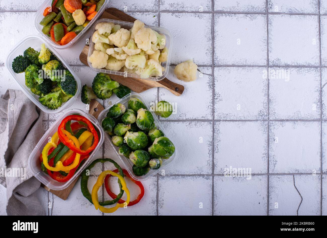 Verdure congelate diverse. Conservazione di cibo. Foto Stock