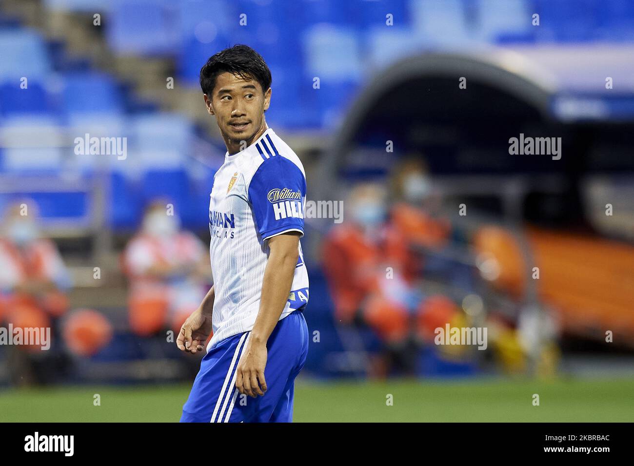 Shinji Kagawa del Real Zaragoza durante la partita la Liga Smartbank tra il Real Zaragoza e ad Alcorcon a la Romareda il 13 giugno 2020 a Saragozza, Spagna. (Foto di Jose Breton/Pics Action/NurPhoto) Foto Stock