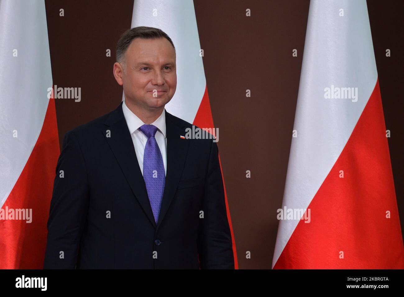 Andrzej Duda, attuale presidente polacco e candidato alle elezioni presidenziali del 2020 durante la sua visita a Wierzchoslawice. Il presidente Duda ha prestato giuramento a Wincenty Witos Tumb, un politico polacco e leader del Partito popolare Polacco (PSL), che negli anni '1920s è stato per tre volte primo ministro della Polonia. Lunedì 22 giugno 2020 a Wierzchoslawice, Lesser Poland Voivodeship, Polonia. (Foto di Artur Widak/NurPhoto) Foto Stock