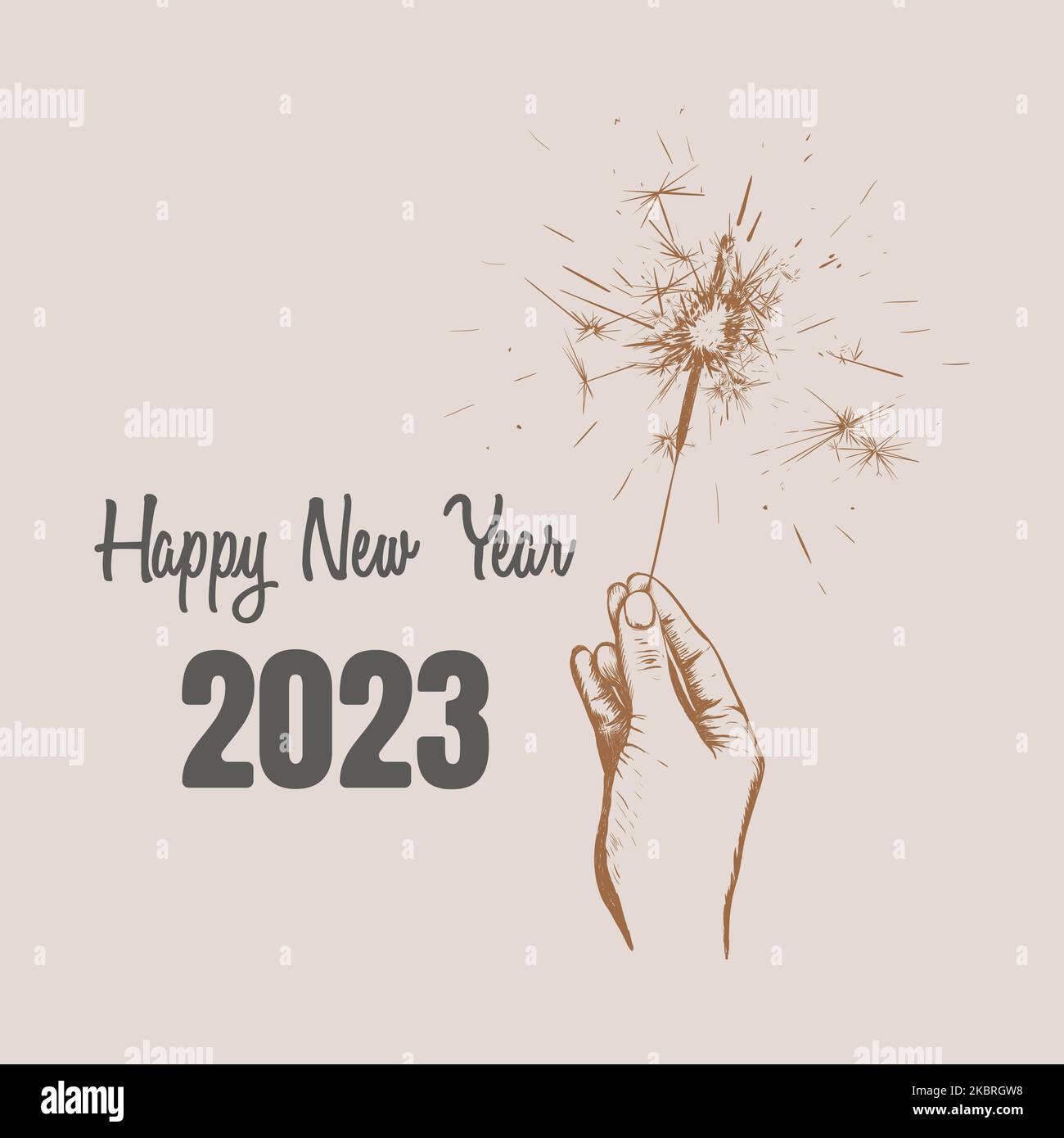 Sparkler in Hand.Happy nuovo anno 2023 vettore illustrazione. Illustrazione Vettoriale