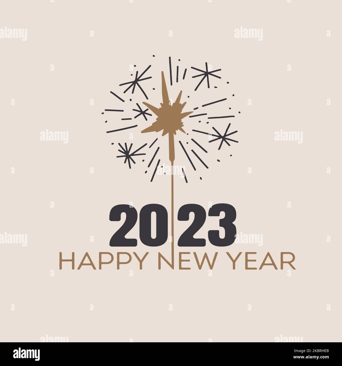 Felice anno nuovo 2023. Fuoco bengala in mano. Illustrazione Vettoriale