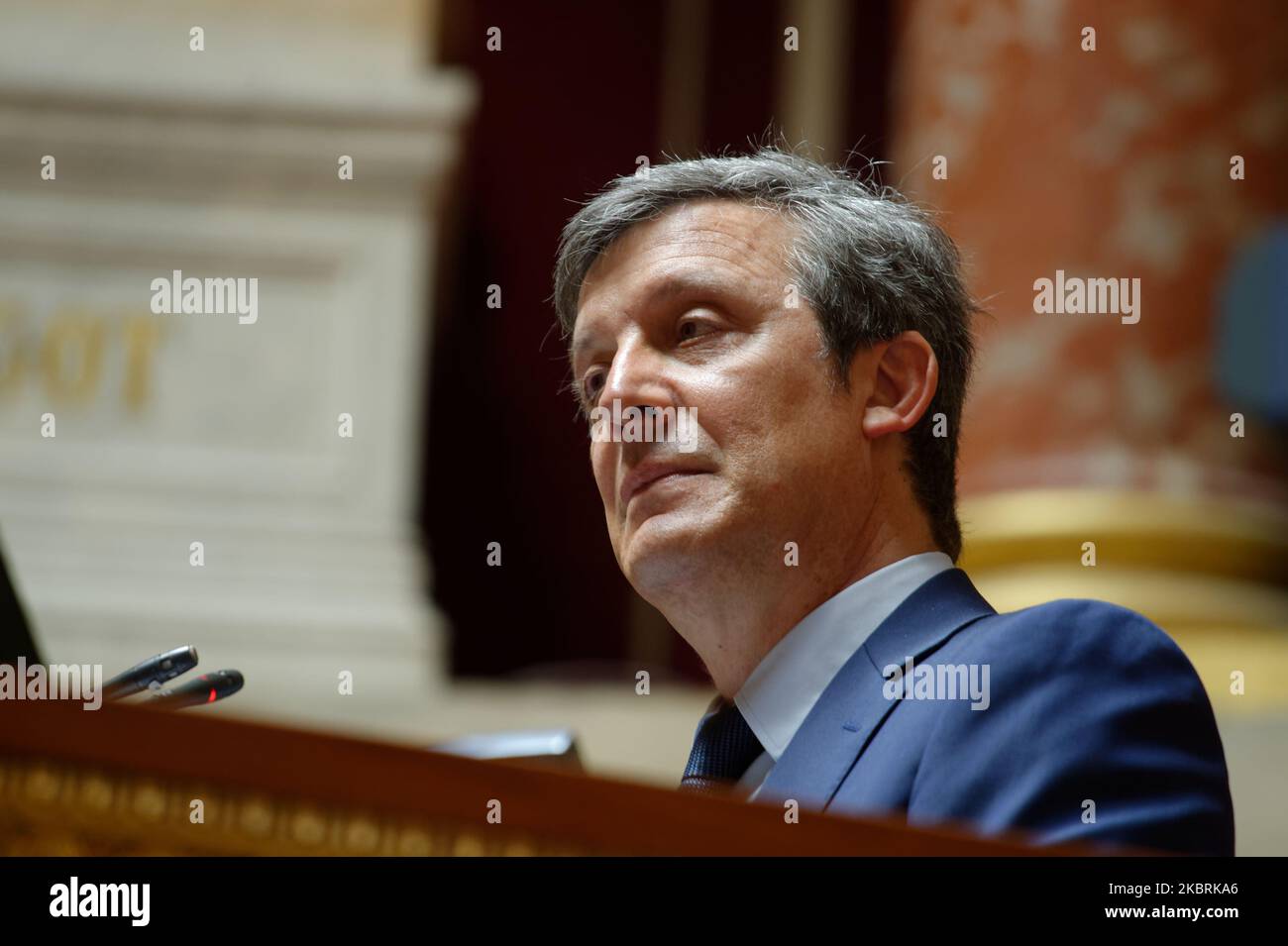 Il Senatore Vice-Presidente del Senato francese David ASSOULINE presiede la sessione delle domande per il governo - 24 giugno 2020, Parigi (Foto di Daniel Pier/NurPhoto) Foto Stock