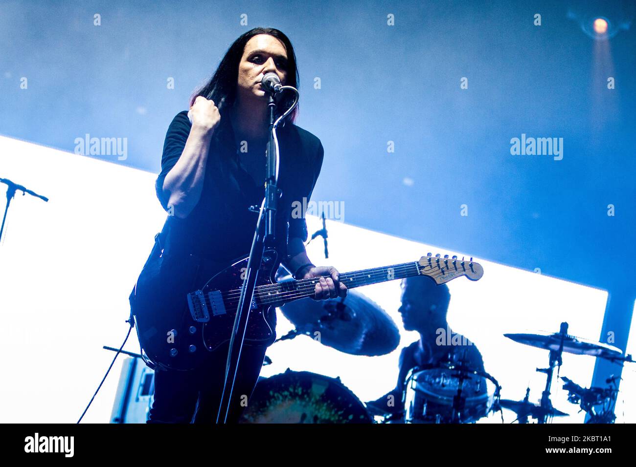 Brian Molko della Rock band placebo suona dal vivo all'Ippodromo del Galoppo di Milano il 22 2014 luglio (Photo by Mairo Cinquetti/NurPhoto) Foto Stock