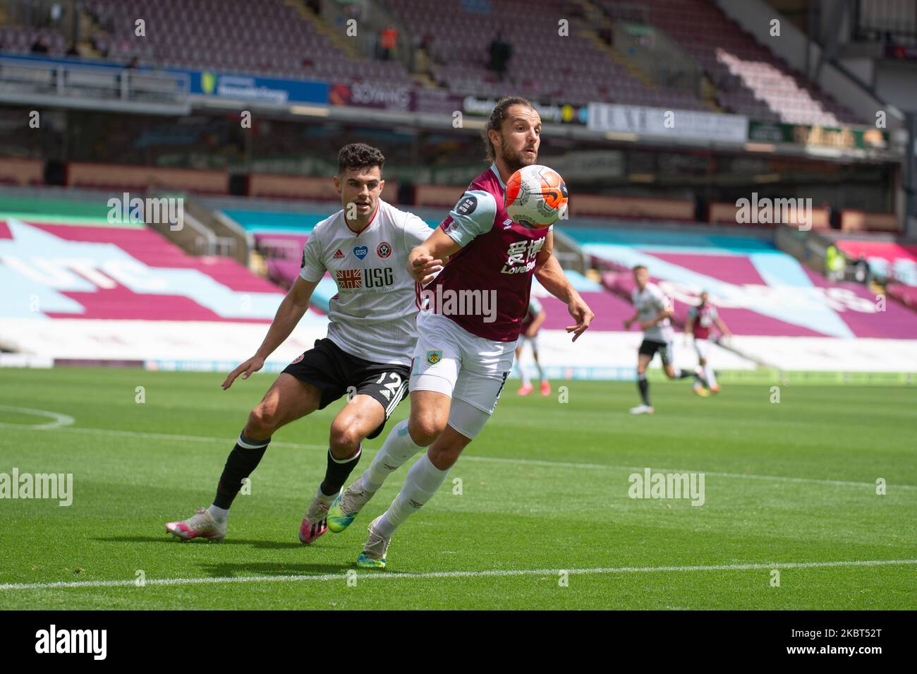 Jay Rodriguez di Burnley durante la partita della Premier League tra Burnley e Sheffield Uniti a Turf Moor, Burnley, Inghilterra, il 5 luglio 2020. (Foto di Pat Scaasi/MI News/NurPhoto) Foto Stock