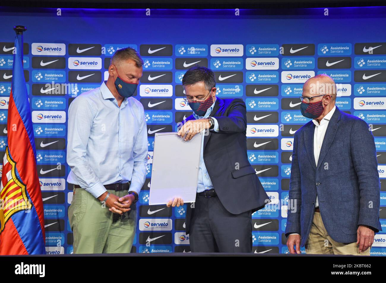 Presentazione di Sarunas Jasikevicuis come nuovo allenatore della squadra di pallacanestro del FC Barcelona, il 06th luglio 2020, a Barcellona, Spagna. (Foto di Noelia Deniz/Urbanandsport /NurPhoto) Foto Stock