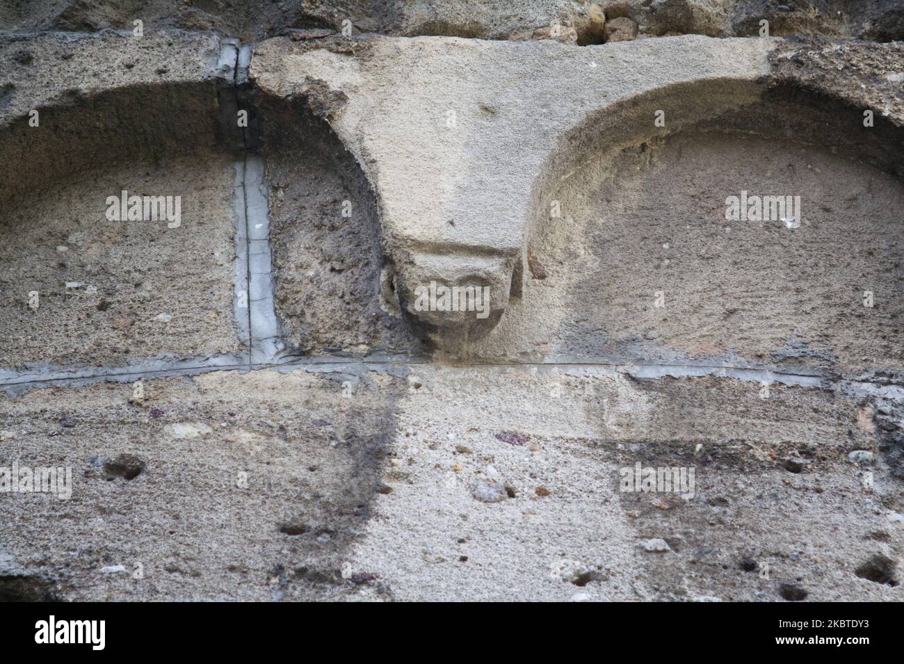 Mostro - Chiesa di San Colombano - piccolo gioiello del romanico lombardo (12th sec.) - Vaprio d'Adda, Milano, Italia Foto Stock