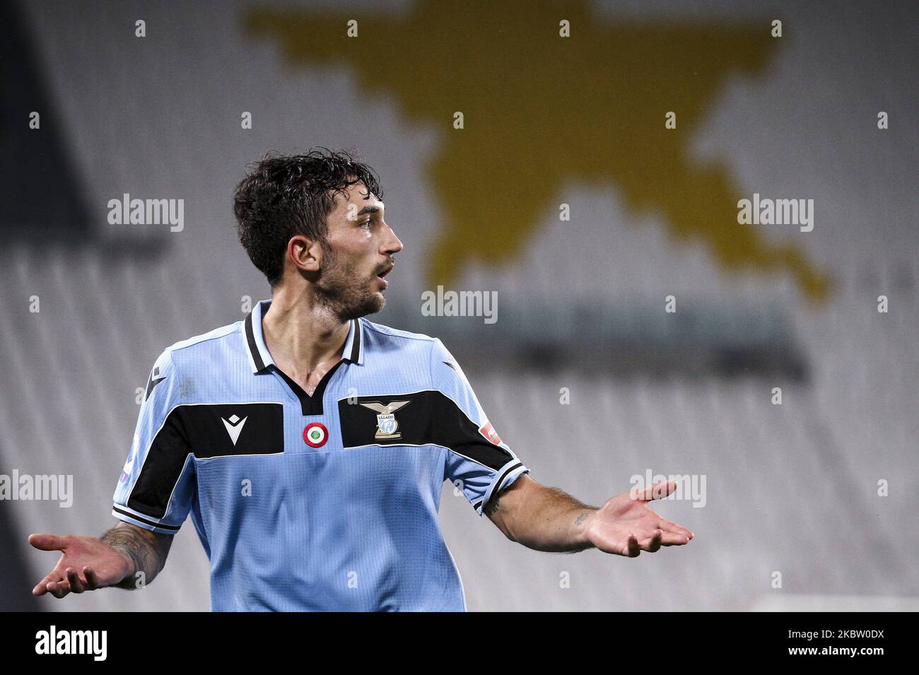 Laziale centrocampista Danilo Cataldi (32) gesti durante la Serie A partita di calcio n.34 JUVENTUS - LAZIO il 20 luglio 2020 allo Stadio Allianz di Torino, Piemonte. (Foto di Matteo Bottanelli/NurPhoto) Foto Stock